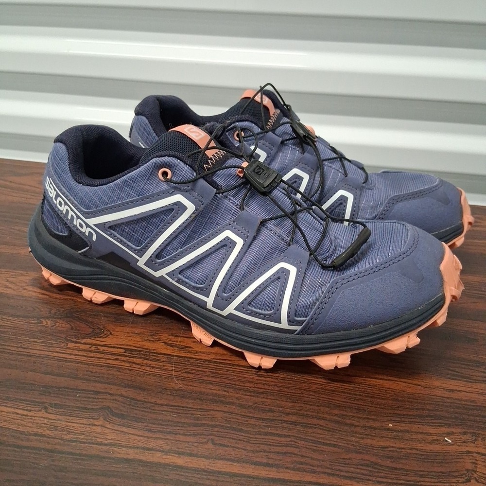 Salomon Shoes Womens 8 Alkalin Trail Hiking Sneakers Purple Athletic Low 416954